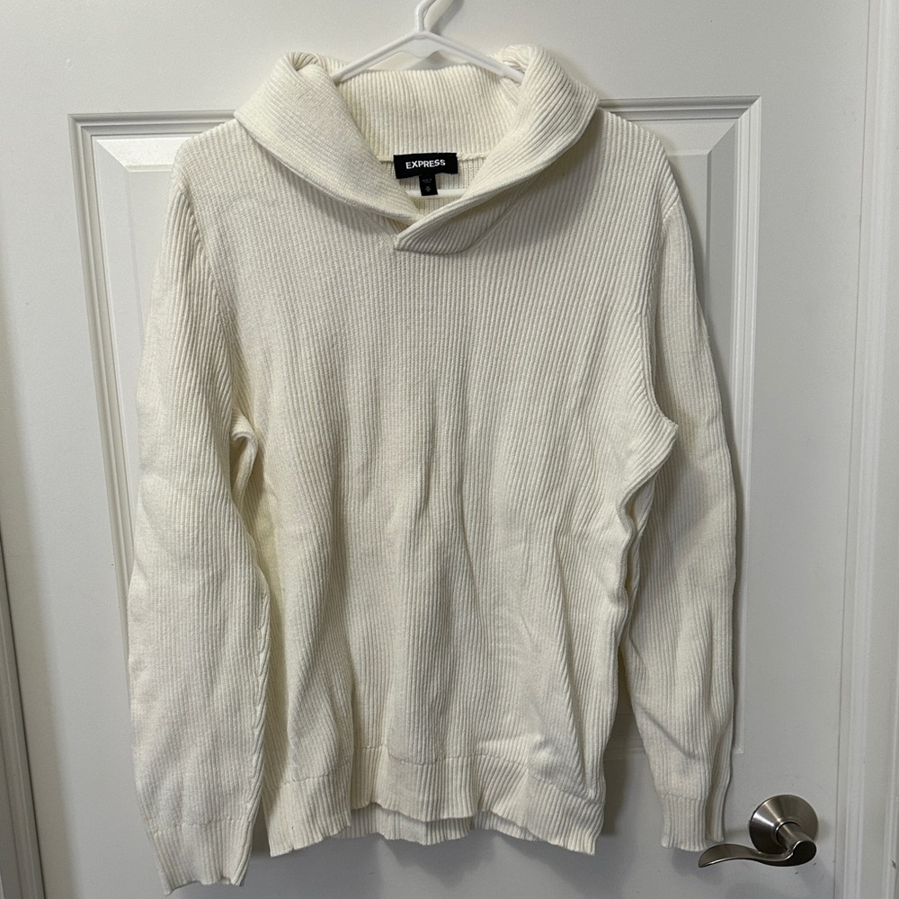 Express Men's Cream Turtleneck Sweater